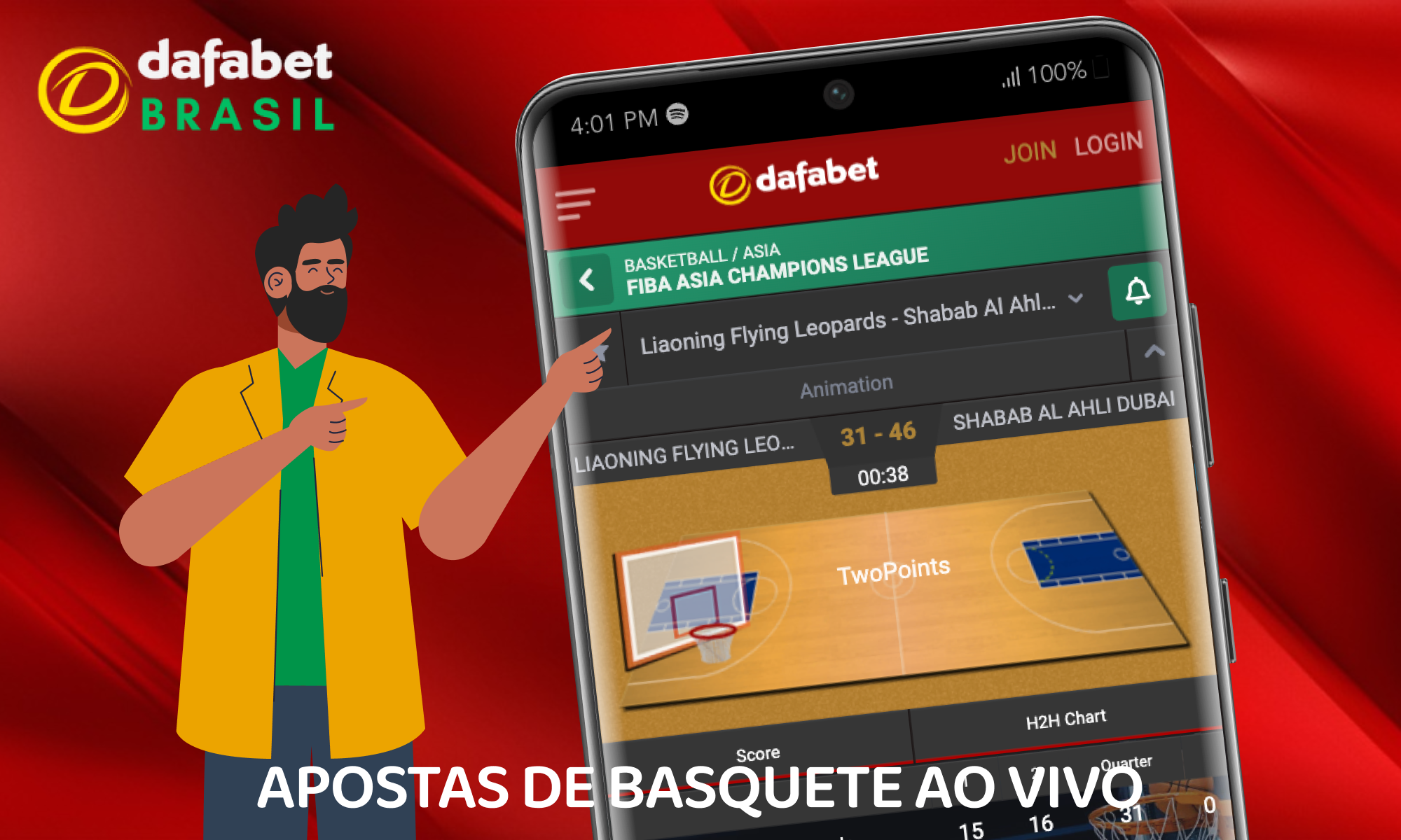 Apostas ao vivo em basquete na Dafabet no Brasil