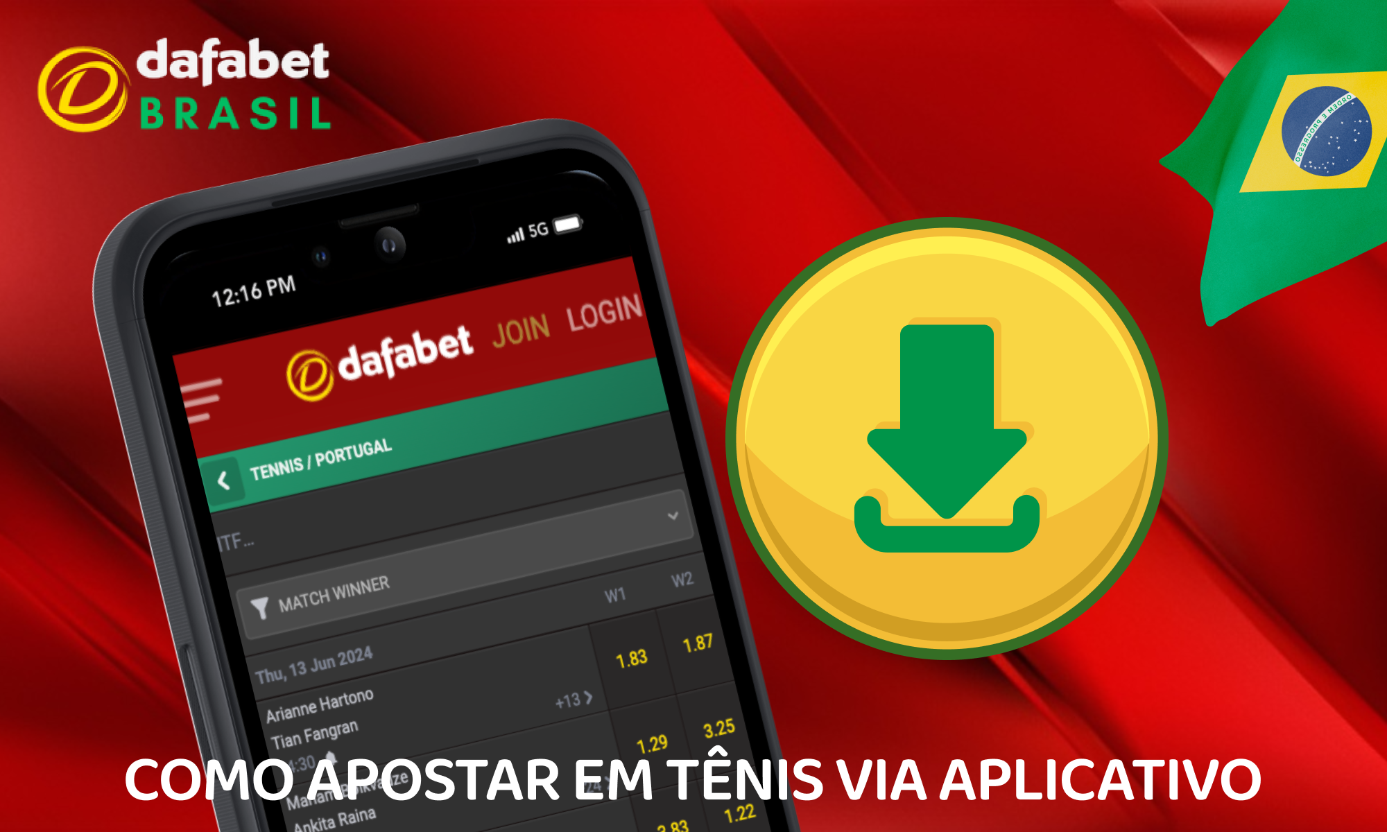 Aposte no tênis pelo App Dafabet no Brasil